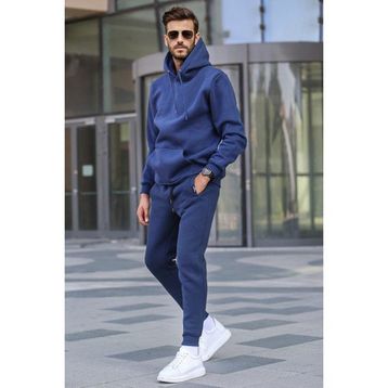 Madmext 5905 Lacivert Kapüşonlu Basic Eşofman Takımı