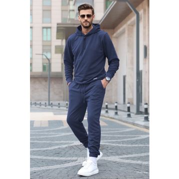 Madmext 5908 Lacivert Kapüşonlu Basic Eşofman Takımı