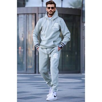 Madmext 5909 Mint Yeşili Baskılı Kapüşonlu Eşofman Takımı