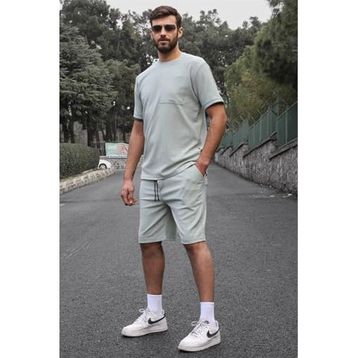 Madmext 5914 Mint Yeşili Basic Cep Detaylı Erkek Şort Takımı