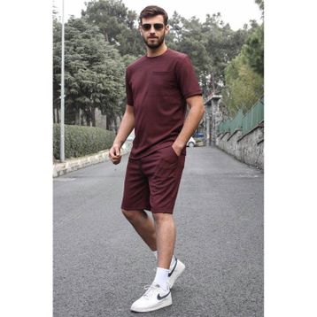 Madmext 5914 Mürdüm Basic Cep Detaylı Erkek Şort Takımı