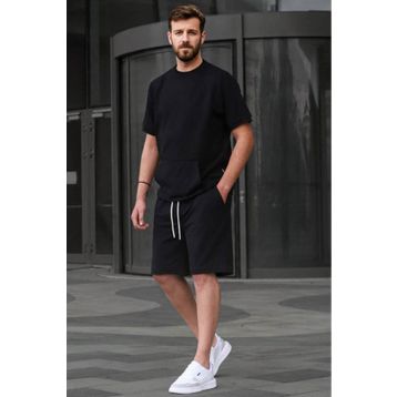 Madmext 5921 Siyah Basic Erkek Şort Takım