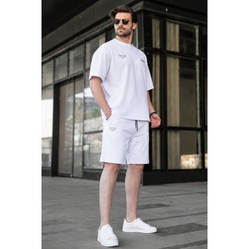Madmext 5937 Beyaz Erkek Şort Takımı