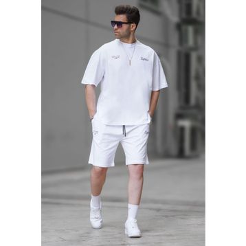 Madmext 5937 Beyaz Erkek Şort Takımı