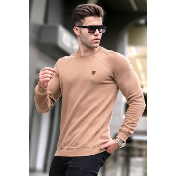 Madmext 5965 Erkek Bisküvi Basic Bisiklet Yaka Triko Kazak