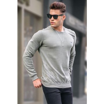Madmext 5965 Erkek Haki Basic Bisiklet Yaka Triko Kazak