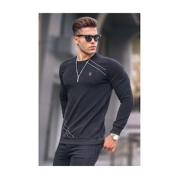 Madmext 5965 Erkek Siyah Basic Bisiklet Yaka Triko Kazak