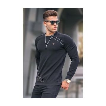 Madmext 5965 Erkek Siyah Basic Bisiklet Yaka Triko Kazak