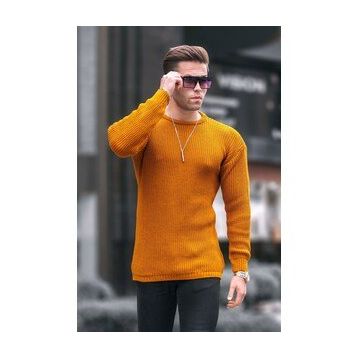 Madmext 5990 Hardal Basic Triko Erkek Kazak