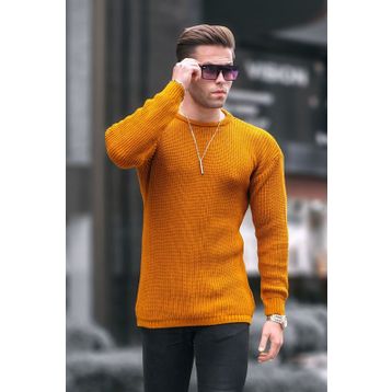 Madmext 5990 Hardal Basic Triko Erkek Kazak