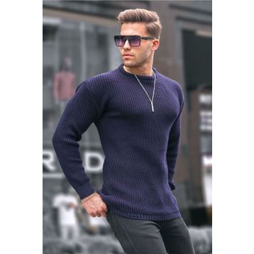 Madmext 5990 Lacivert Basic Triko Erkek Kazak