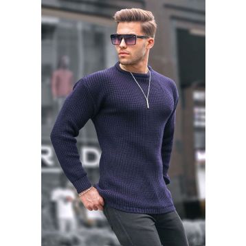 Madmext 5990 Lacivert Basic Triko Erkek Kazak