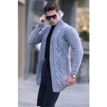 Madmext 5996 Füme Basic Örgü Erkek Hırka