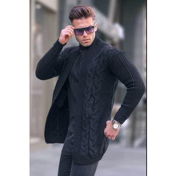 Madmext 5996 Siyah Basic Örgü Erkek Hırka