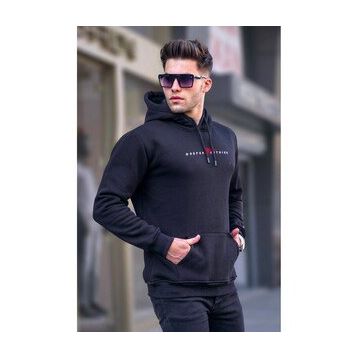 Madmext 6002 Erkek Siyah Basic Kapüşonlu Sweatshirt