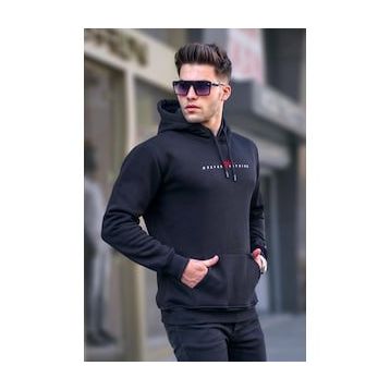 Madmext 6002 Erkek Siyah Basic Kapüşonlu Sweatshirt
