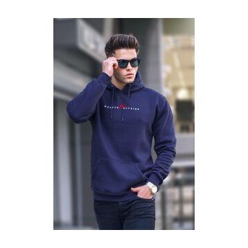 Madmext 6002 Lacivert Erkek Basic Kapüşonlu Sweatshirt