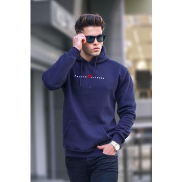 Madmext 6002 Lacivert Erkek Basic Kapüşonlu Sweatshirt
