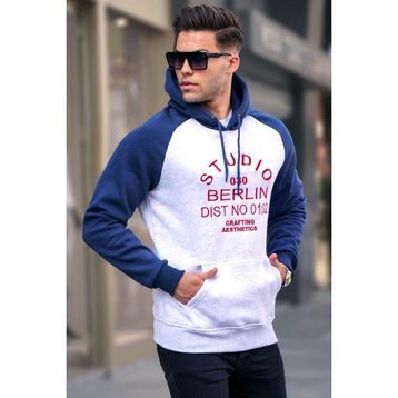Madmext 6011 Karmelanj Erkek Nakışlı Kapüşonlu Sweatshirt