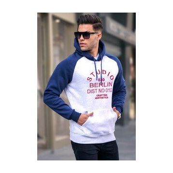 Madmext 6011 Karmelanj Erkek Nakışlı Kapüşonlu Sweatshirt