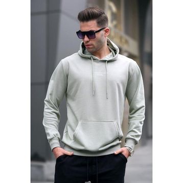 Madmext 6017 Mint Yeşili Kapüşonlu Baskılı Erkek Sweatshirt