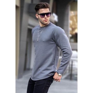 Madmext 6023 Füme Erkek Bisiklet Yaka Regular Fit Basic Sweatshirt