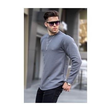 Madmext 6023 Füme Erkek Bisiklet Yaka Regular Fit Basic Sweatshirt