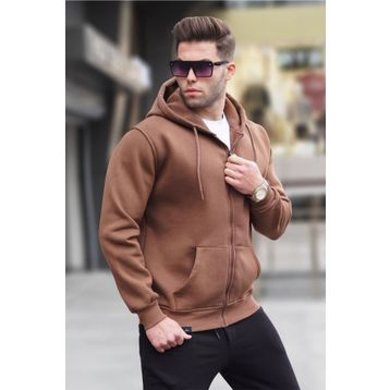 Madmext 6033 Kahverengi Kapüşonlu Regular Fit Erkek Sweatshirt