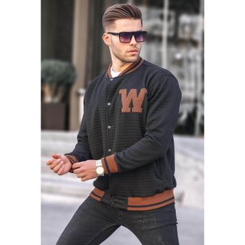 Madmext 6035 Siyah Kapitone Desenli Erkek Bomber Ceket
