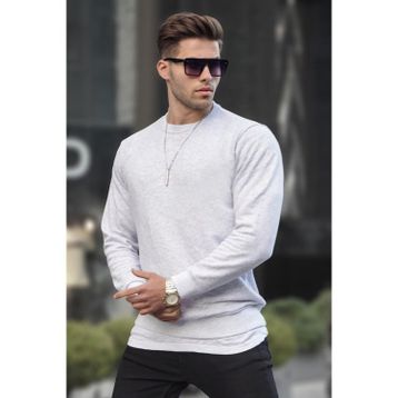 Madmext 6047 Karmelanj Basic Bisiklet Yaka Erkek Sweatshirt