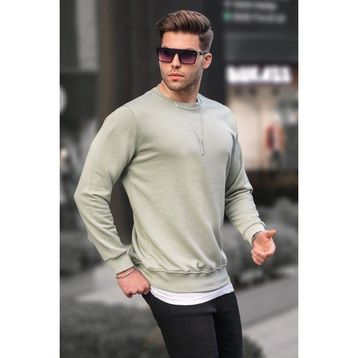 Madmext 6047 Mint Yeşili Basic Bisiklet Yaka Erkek Sweatshirt