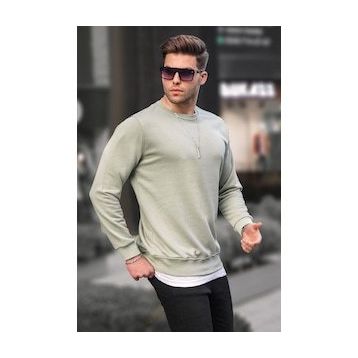 Madmext 6047 Mint Yeşili Basic Bisiklet Yaka Erkek Sweatshirt
