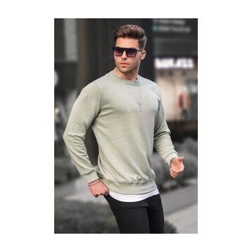 Madmext 6047 Mint Yeşili Basic Bisiklet Yaka Erkek Sweatshirt