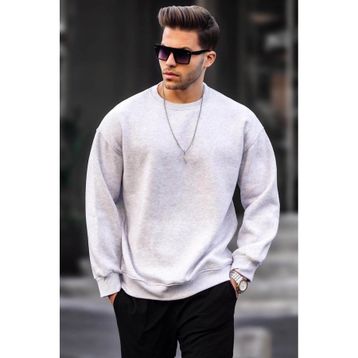 Madmext 6048 Kahverengi Şardonlu Oversize Erkek Sweatshirt