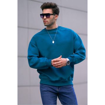 Madmext 6048 Petrol Mavi Erkek Sweatshirt