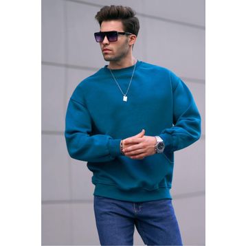 Madmext 6048 Petrol Mavi Erkek Sweatshirt