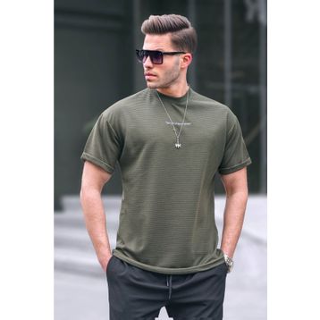 Madmext 6060 Haki Likralı Basic Erkek T-shirt
