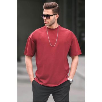 Madmext 6066 Bordo Oversize Fit Basic Erkek T-shirt