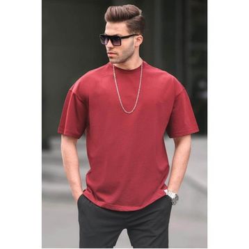 Madmext 6066 Bordo Oversize Fit Basic Erkek T-shirt