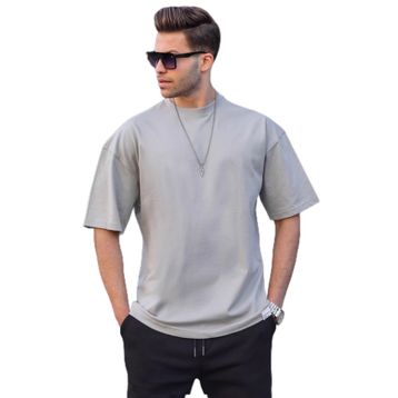 Madmext 6066 Boyalı Gri Oversize Fit Basic Erkek T-shirt