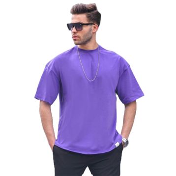 Madmext 6066 Mor Oversize Fit Basic Erkek T-shirt
