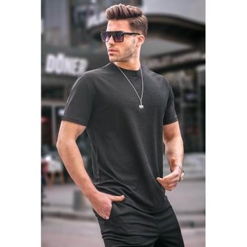 Madmext 6069 Siyah Regular Fit Basic Erkek T-shirt