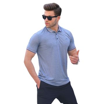 Madmext 6108 Lacivert Nakışlı Regular Fit Polo Yaka Erkek T-shirt