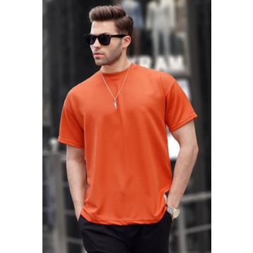 Madmext 6127 Turuncu Oversize Basic Erkek T-shirt