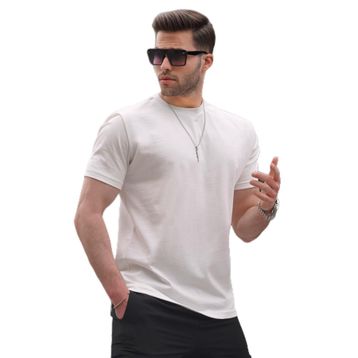 Madmext 6131 Ekru Regular Fit Basic Erkek T-shirt