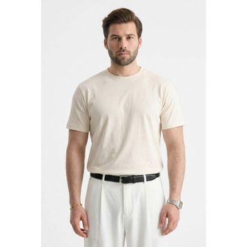 Madmext 6131 Ekru Regular Fit Basic Erkek T-shirt