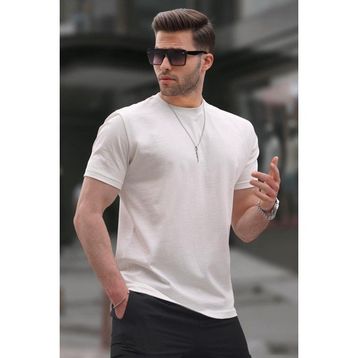 Madmext 6131 Ekru Regular Fit Basic Erkek T-shirt