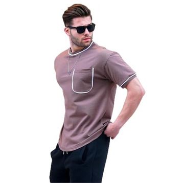 Madmext 6176 Kahverengi Cep Detaylı Erkek T-shirt