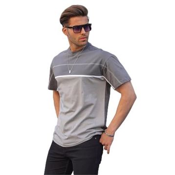 Madmext 6177 Füme Renk Bloklu Erkek T-shirt