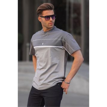 Madmext 6177 Füme Renk Bloklu Erkek T-shirt